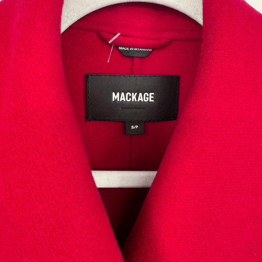 Mackage Mai Belted Wool Coat Snap Closure in Vibrant Red Size Small