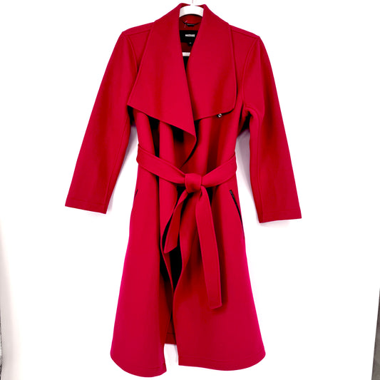 Mackage Mai Belted Wool Coat Snap Closure in Vibrant Red Size Small